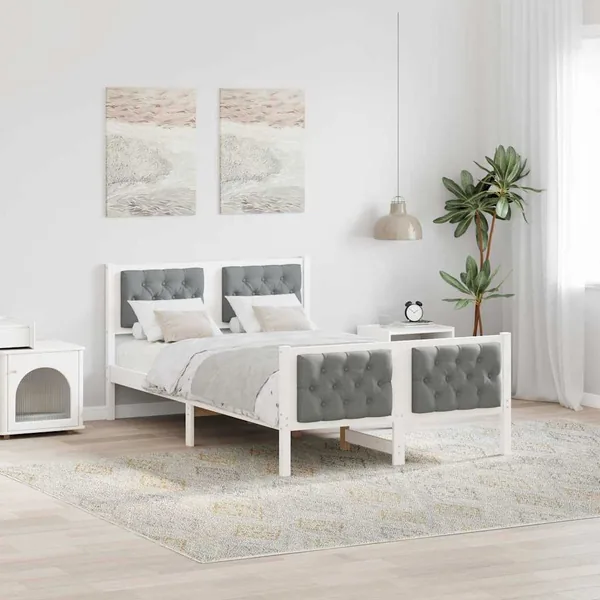 Cadre de lit Gris clair 135 x 190 cm Pin massif