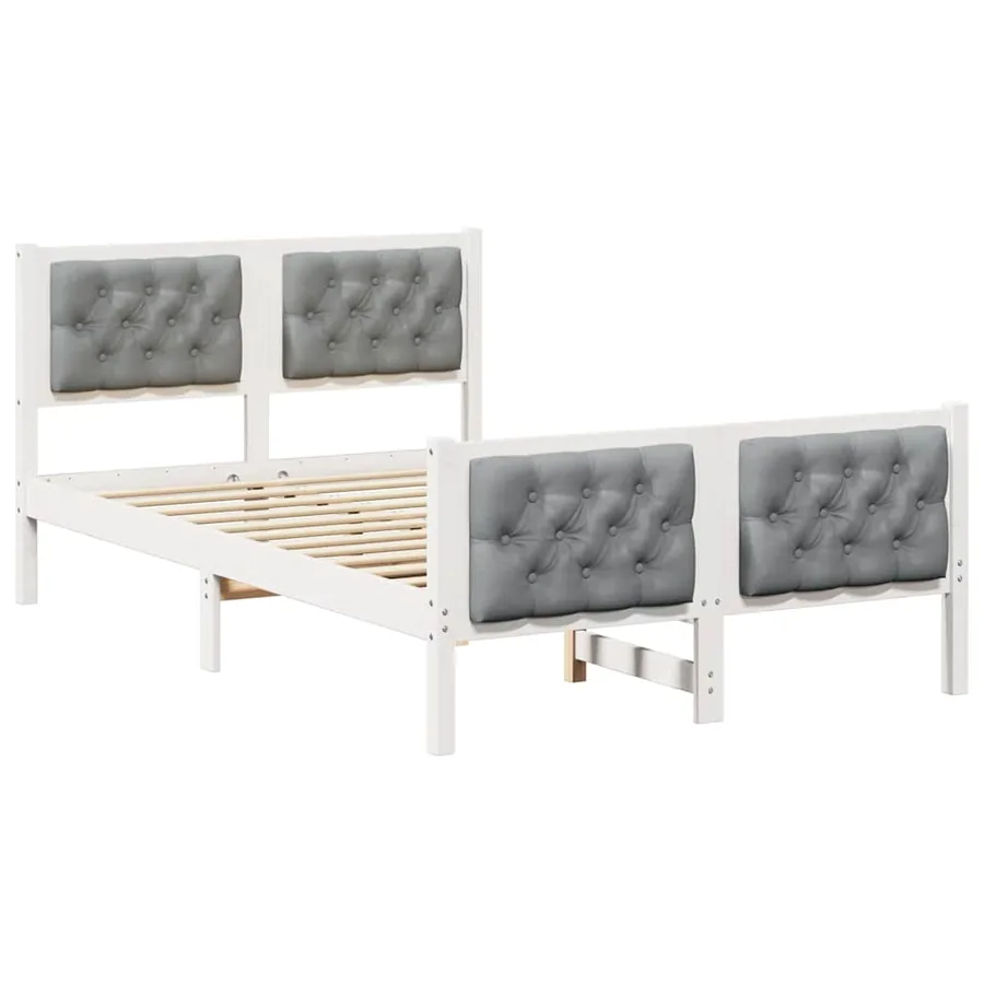 Cadre de lit Gris clair 135 x 190 cm Pin massif - 2