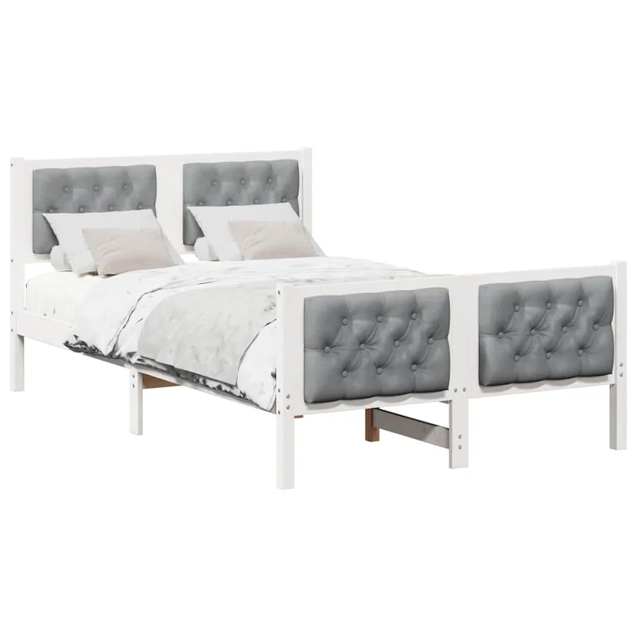 Cadre de lit Gris clair 135 x 190 cm Pin massif - 3