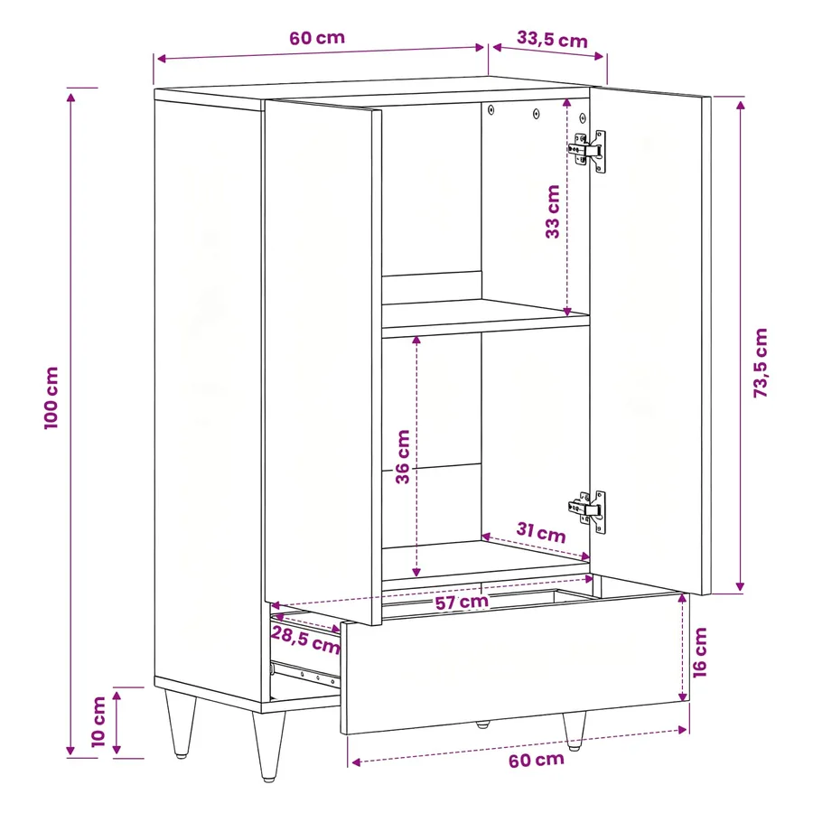 Armoires de rangement avec porte Multicolore 60 x 33,5 x 100 cm - 11