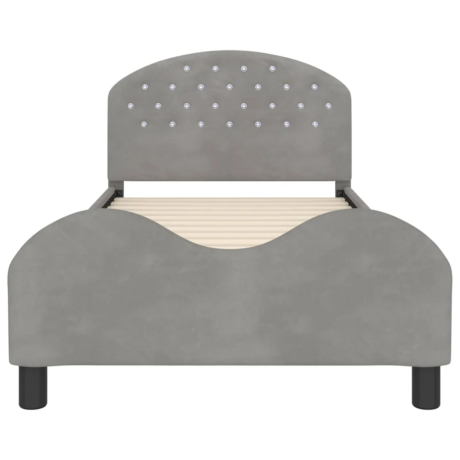 Cadre de lit pour enfants avec tête de lit Gris clair Velours - 5