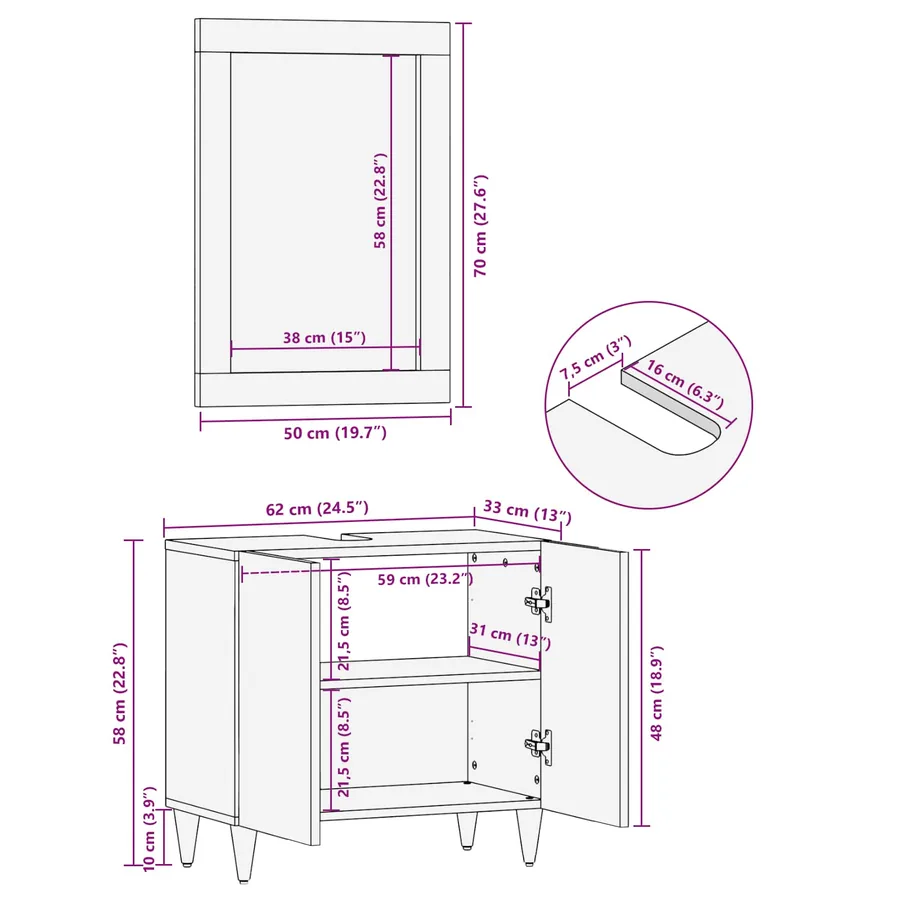 Ensemble de Meubles de Salle de Bain Montage mural 2 pcs - 14