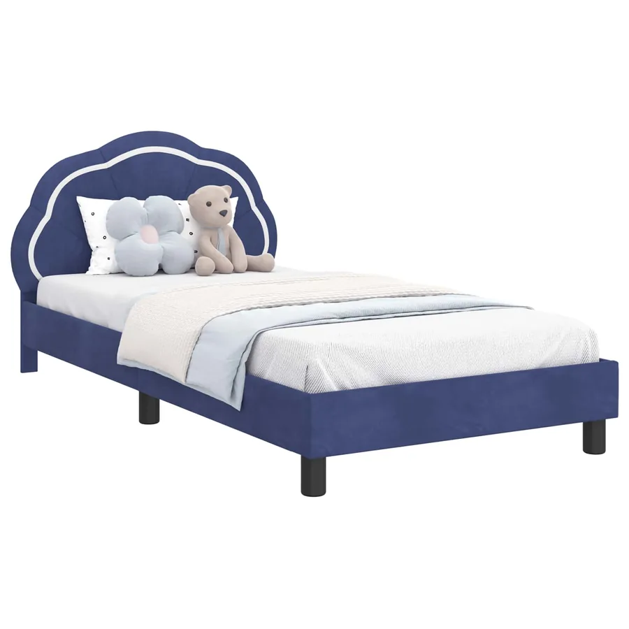 Cadre de lit pour enfants avec tête de lit Bleu police Velours - 2