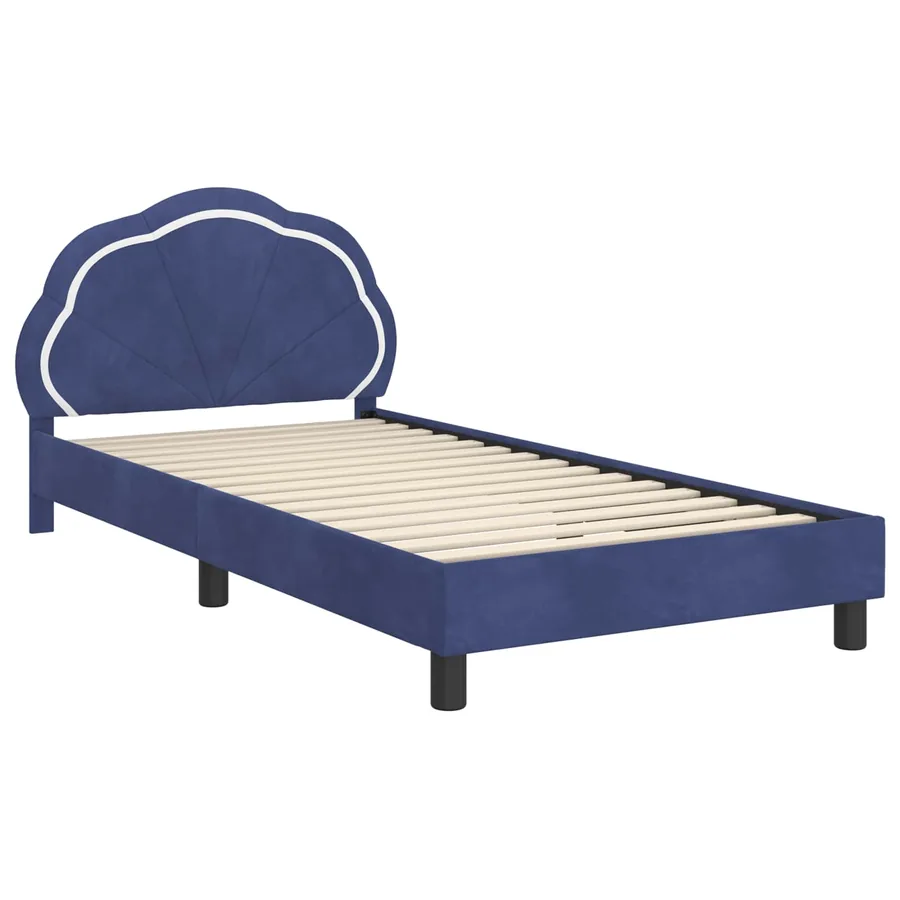 Cadre de lit pour enfants avec tête de lit Bleu police Velours - 4