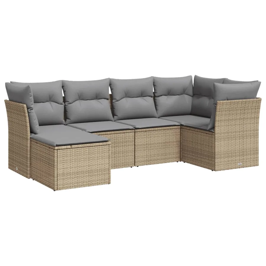 Salon de jardin avec coussins 6 pcs beige résine tressée - 2