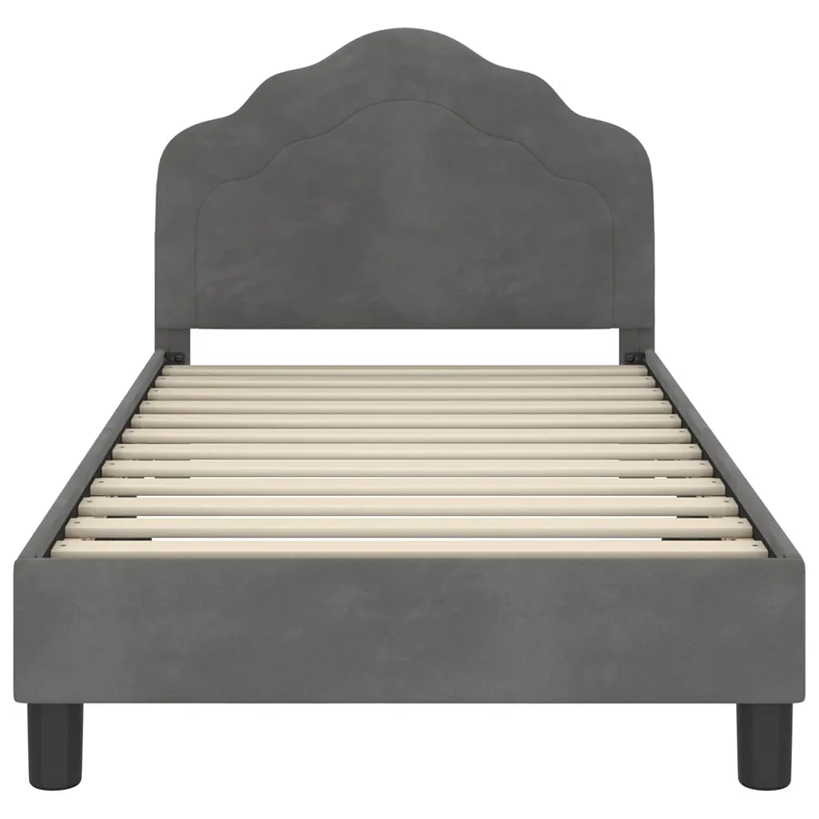 Cadre de lit pour enfants avec tête de lit Gris foncé Velours - 5