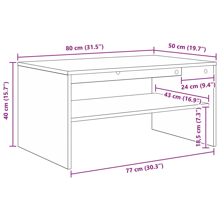 Table basse Gris béton 80 x 50 x 40 cm Bois d'ingénierie - 8