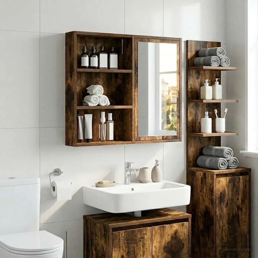 Armoire murale de salle de bain Chêne Fumé 40 x 10 x 60,5 cm - 4