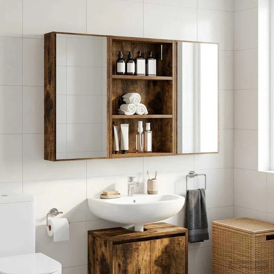 Armoire murale de salle de bain Chêne Fumé 40 x 10 x 60,5 cm - 5