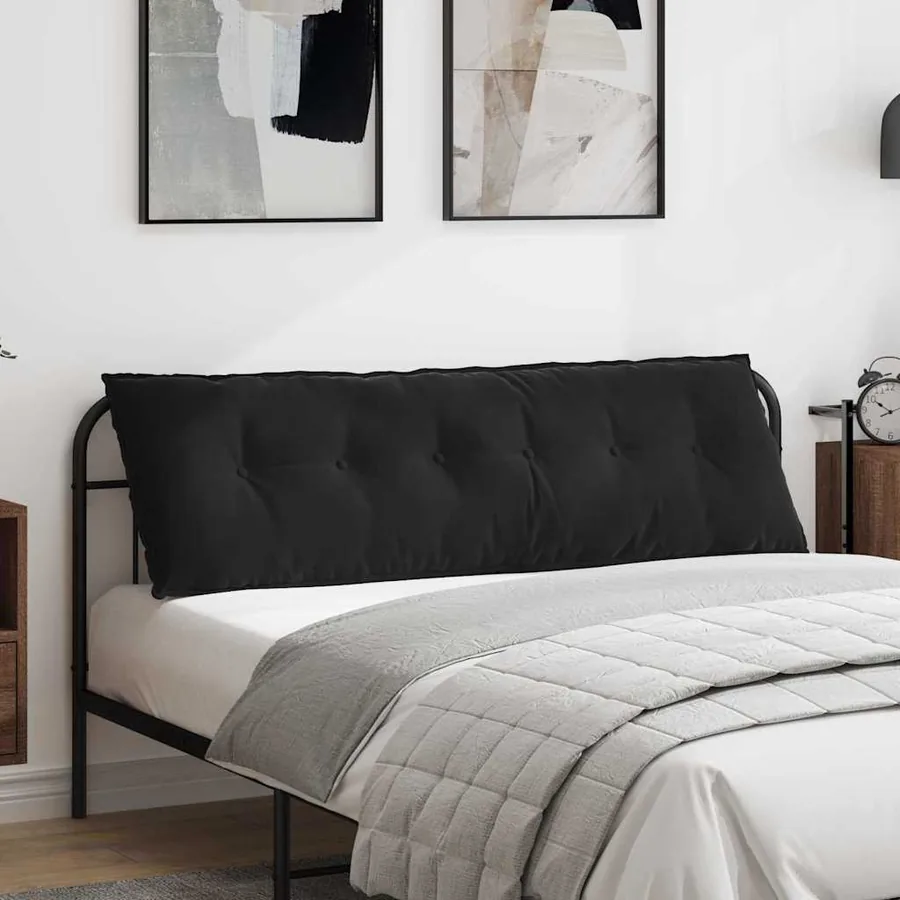 Coussin de Dos Noir 160 x 50 cm Tissu en velours côtelé