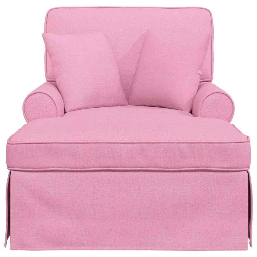 Chaise lounge avec jupe avec coussin 3 pcs Rose tissu - 4