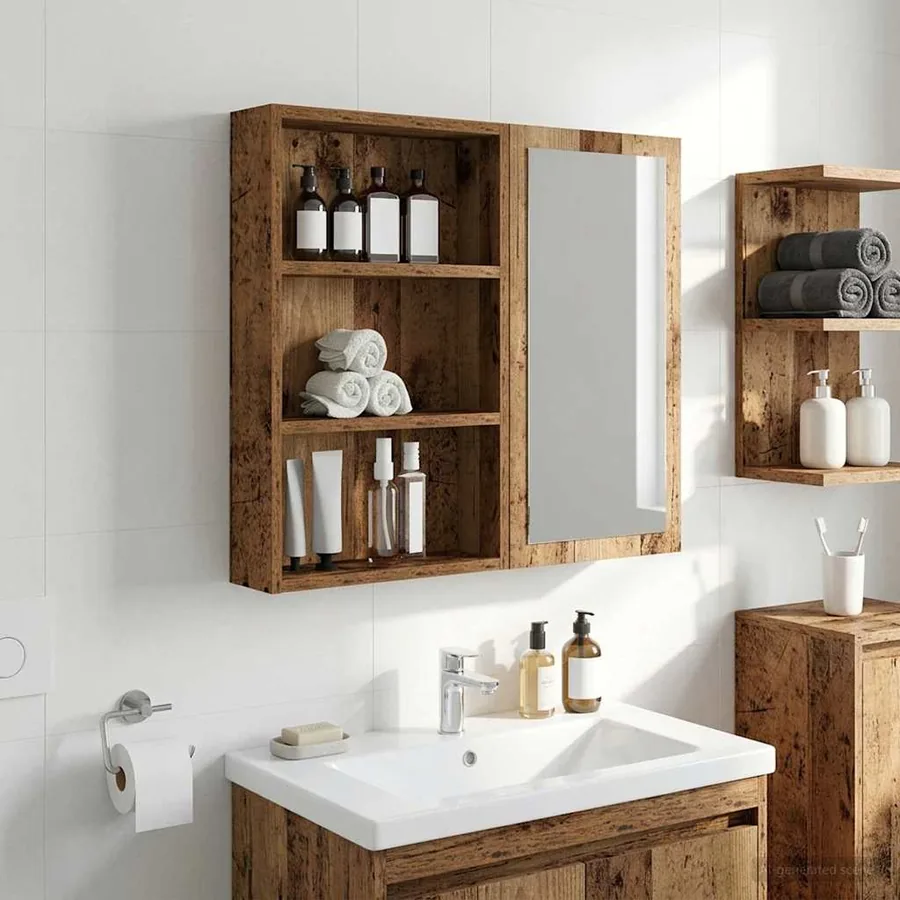 Armoire murale de salle de bain Bois ancien 40 x 10 x 60,5 cm - 4