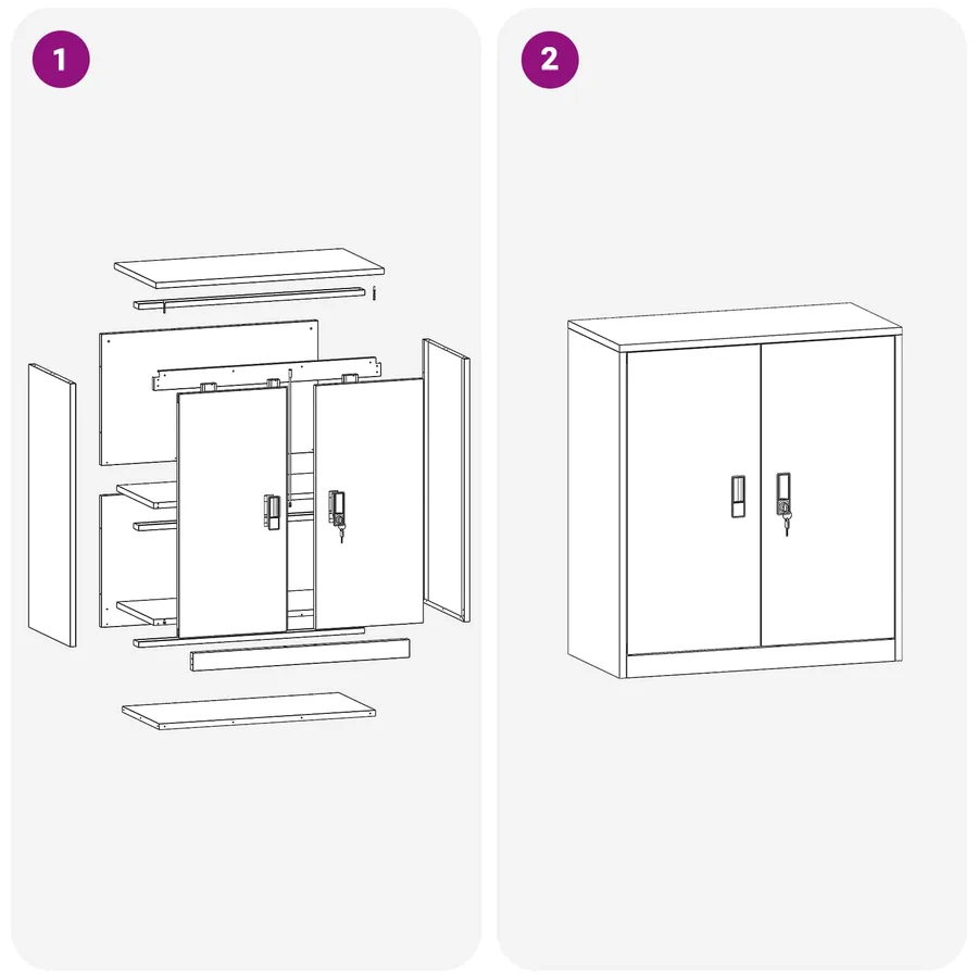 Armoire de rangement Rose 80 x 40 x 90 cm Acier - 11