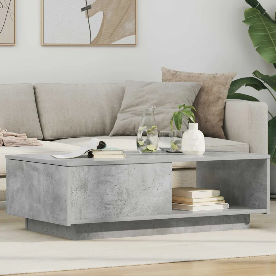 Table basse Gris béton 95 x 55 x 31 cm Bois d'ingénierie