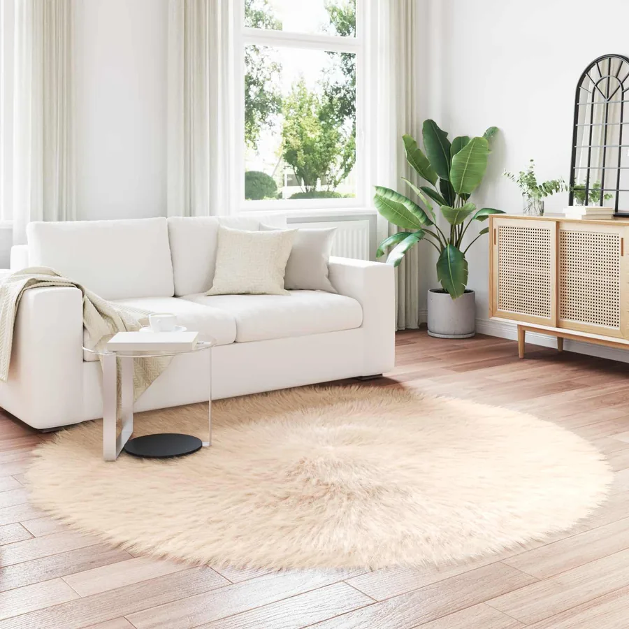 Tapis en fausse TAFALLA Beige Ø 200 cm Polyester