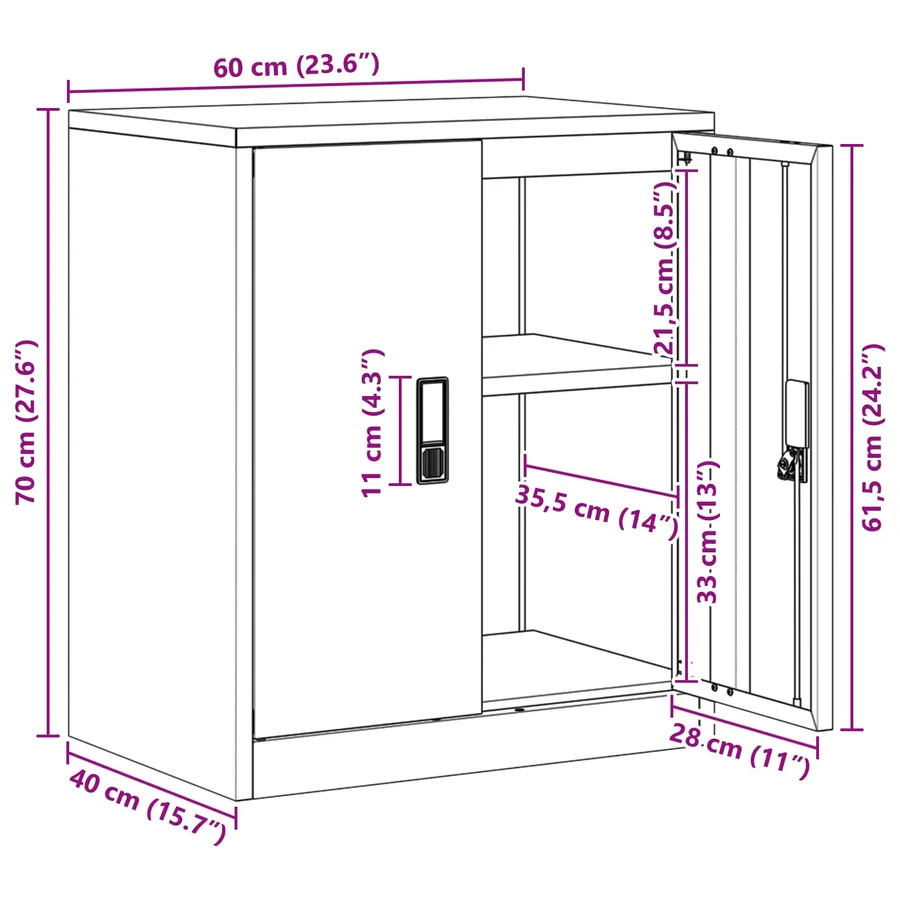 Armoire de rangement Rose 60 x 40 x 70 cm Acier - 13