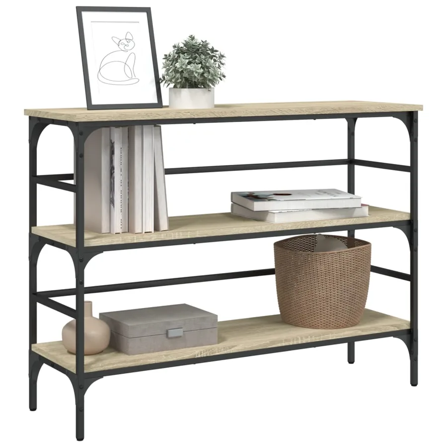 Table console chêne sonoma 100x32x75 cm bois d'ingénierie - 4