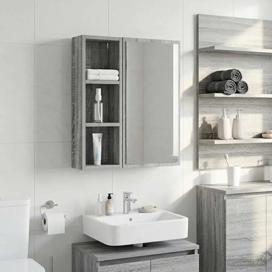 Armoire murale de salle de bain Gris Sonoma 20 x 10 x 60,5 cm