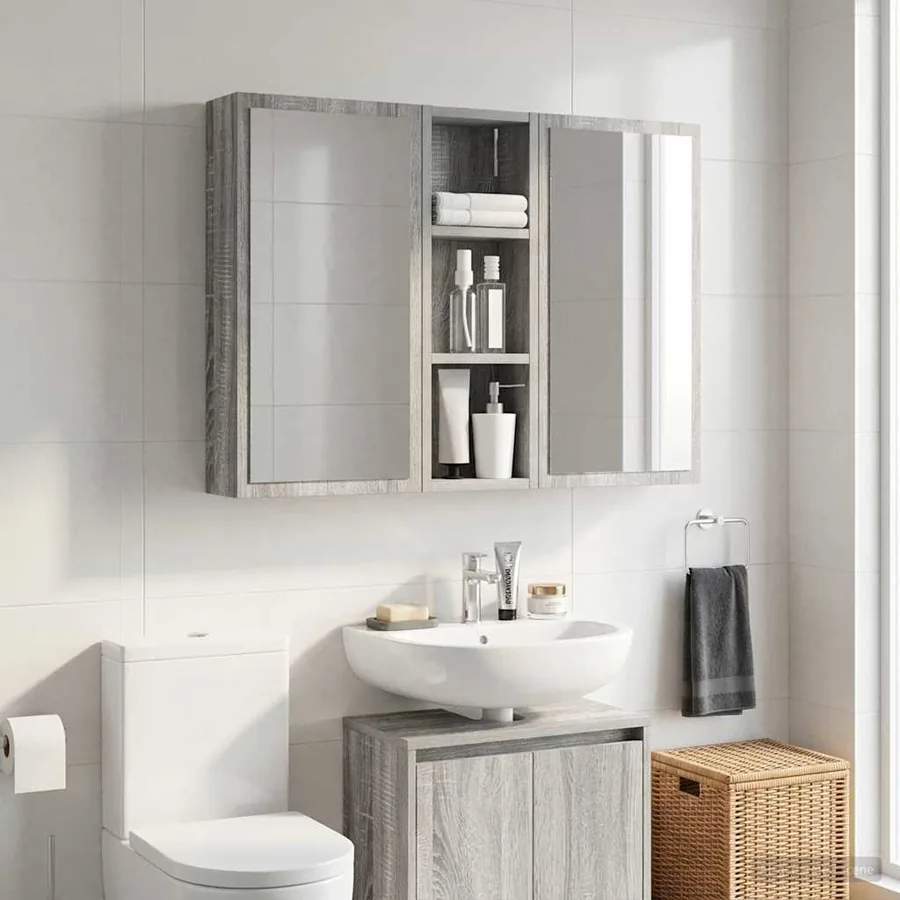 Armoire murale de salle de bain Gris Sonoma 20 x 10 x 60,5 cm - 4