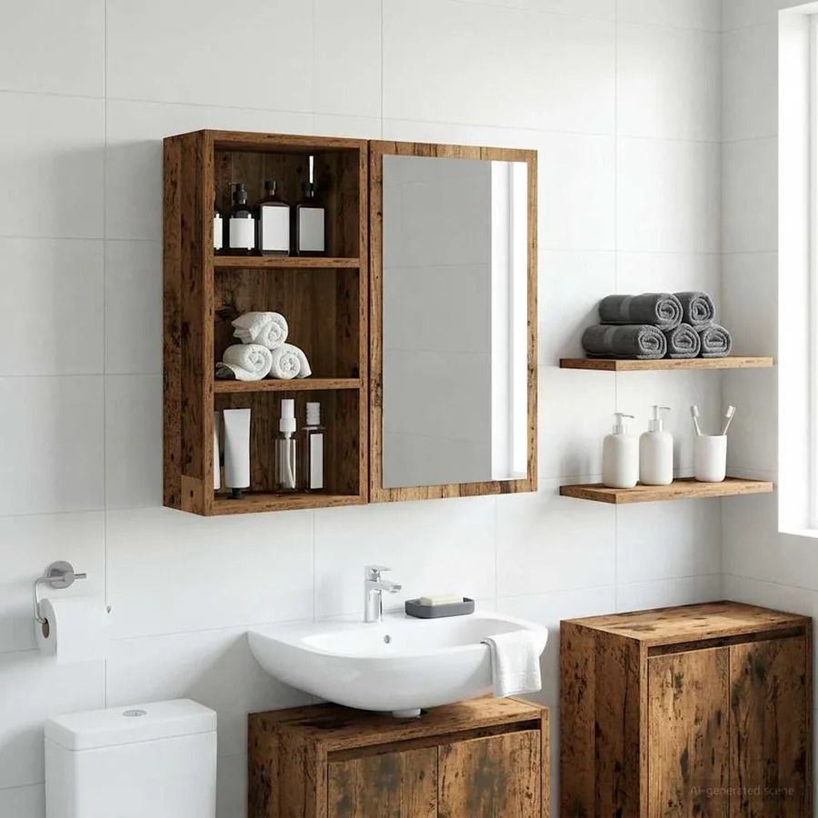 Armoire murale de salle de bain Bois ancien 30 x 16 x 62,5 cm - 4