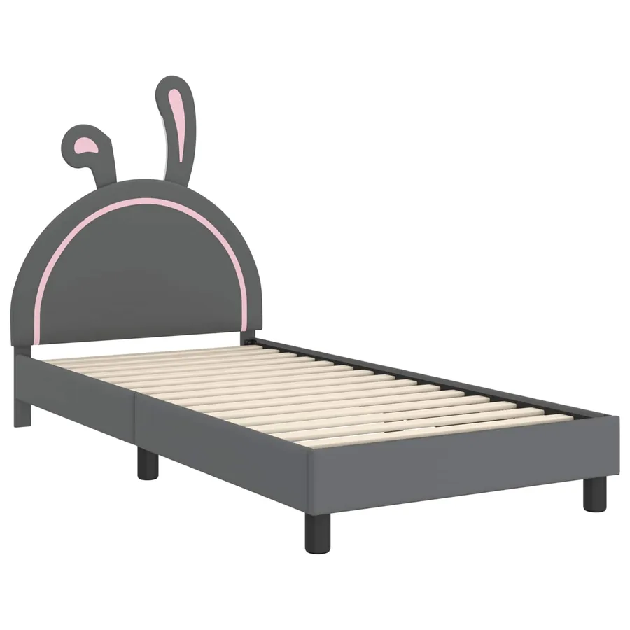 Cadre de lit pour enfants avec tête de lit Gris clair PU - 4