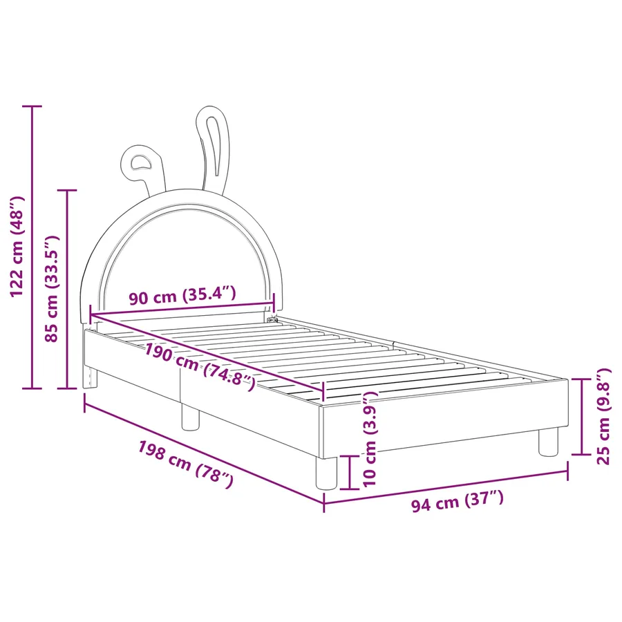 Cadre de lit pour enfants avec tête de lit Gris clair PU - 8