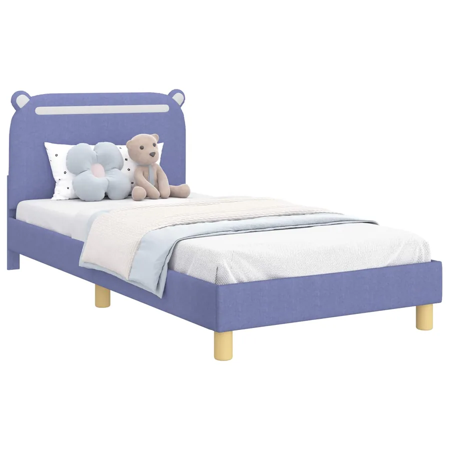 Cadre de lit pour enfants avec tête de lit Bleu denim Tissu - 2