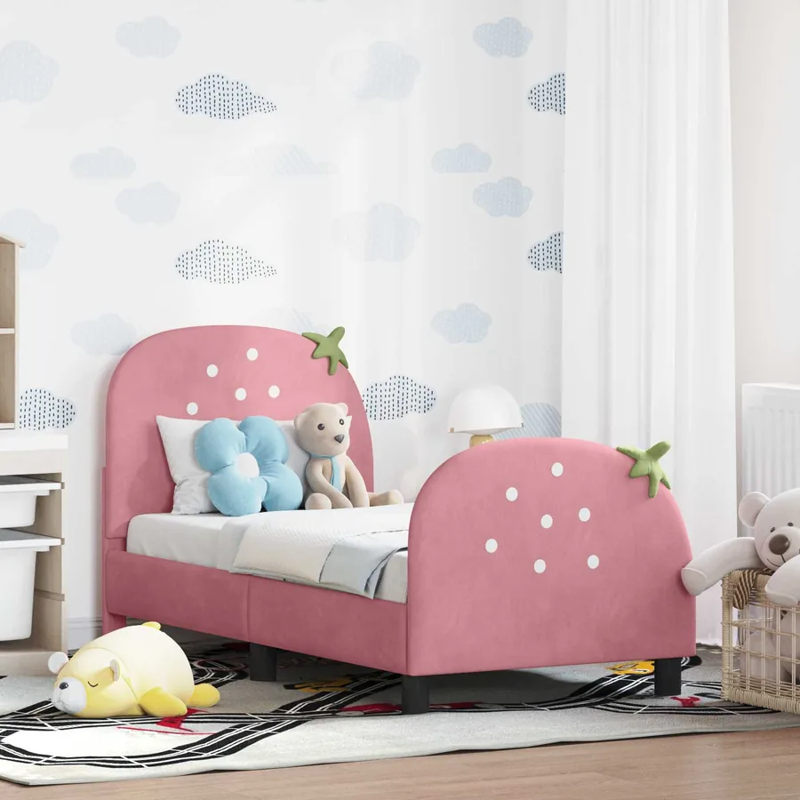 Cadre de lit pour tout-petit avec tête de lit Rose 70 x 140 cm