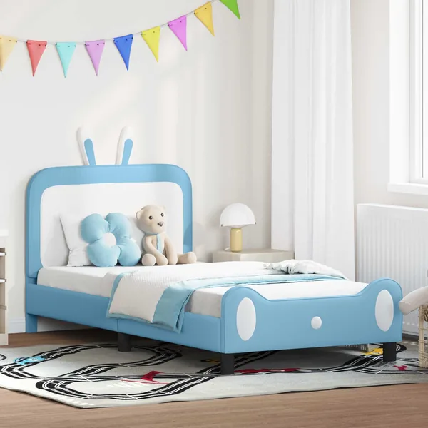 Cadre de lit pour enfants avec tête de lit Bleu 90 x 200 cm PU
