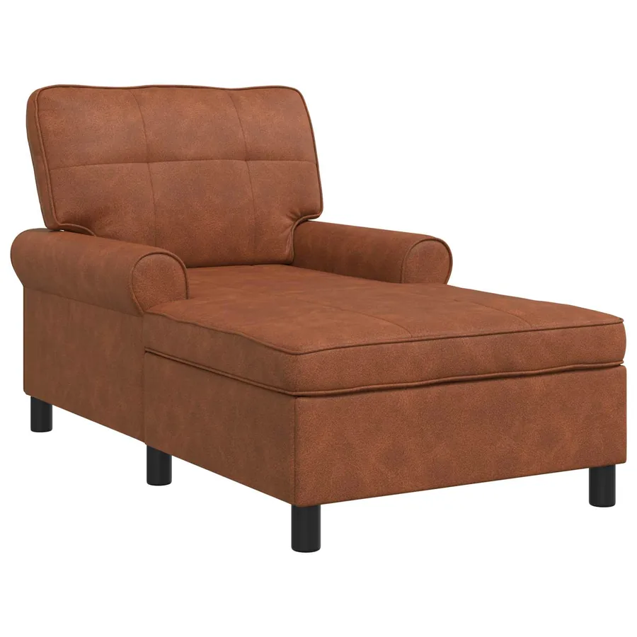 Chaise longue avec coussin Marron 91 x 157 x 91 cm Simili cuir - 2