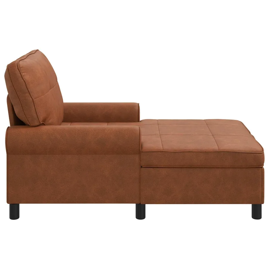 Chaise longue avec coussin Marron 91 x 157 x 91 cm Simili cuir - 5