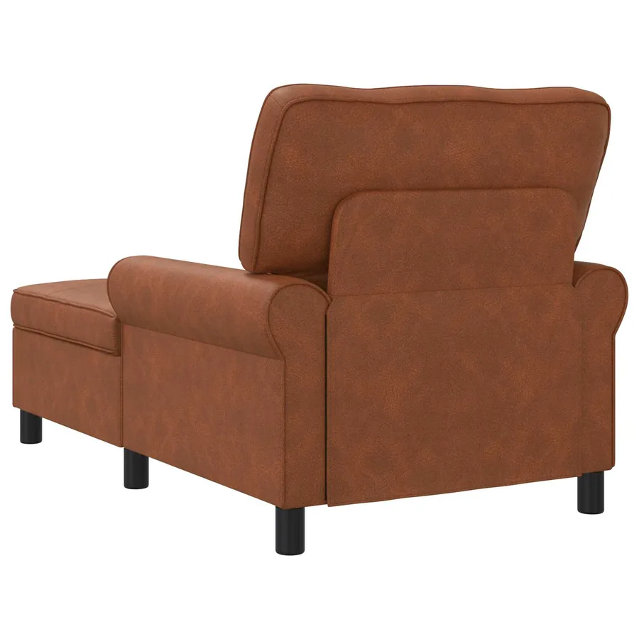 Chaise longue avec coussin Marron 91 x 157 x 91 cm Simili cuir - 6