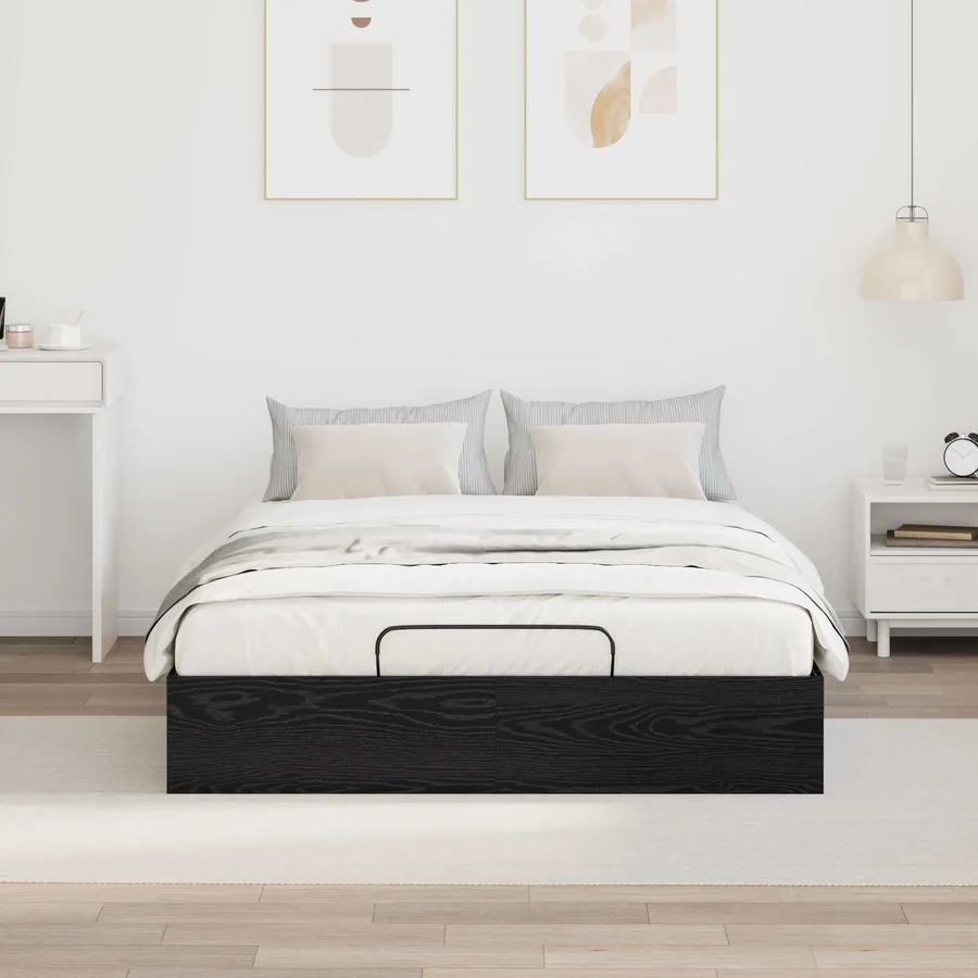 Cadre de lit ottoman avec stockage Chêne Noir 193 x 120 x 25 cm - 4