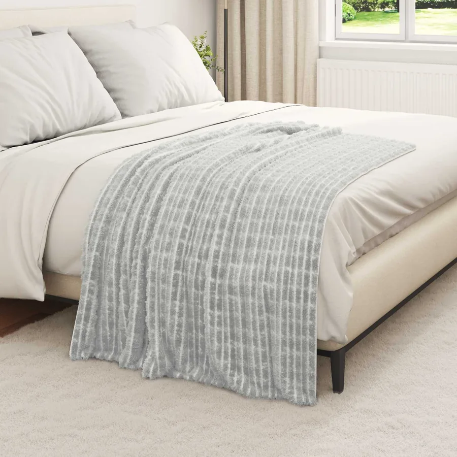 Jeté Gris 150 x 130 cm Toison - 3