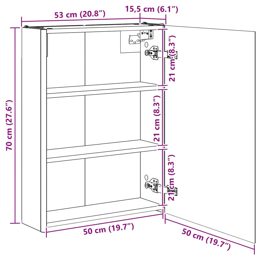 Armoire Miroir de Salle de Bain Blanc 53,5 x 15,5 x 70 cm - 13