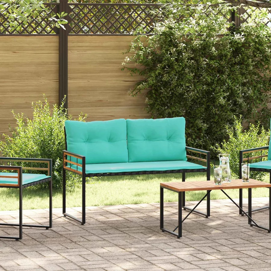 Banc à couches en bois avec coussin Turquoise 114 x 55 x 77 cm