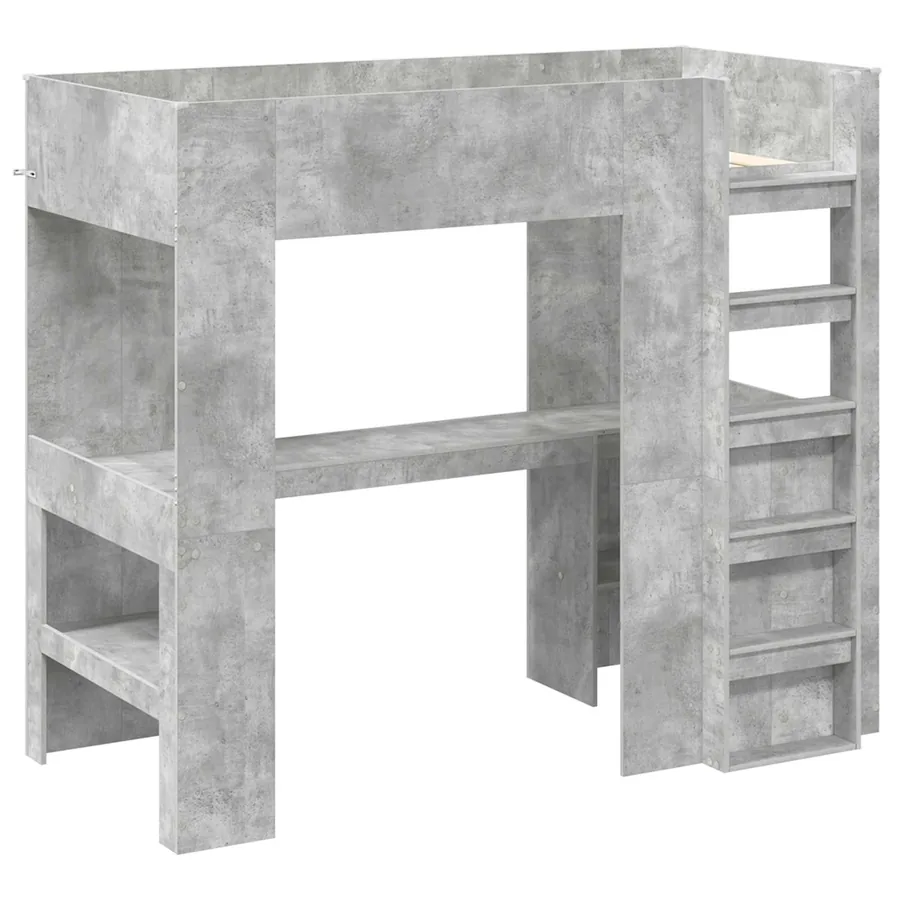 Cadre de lit superposé avec bureau Gris béton 90 x 190 cm - 4