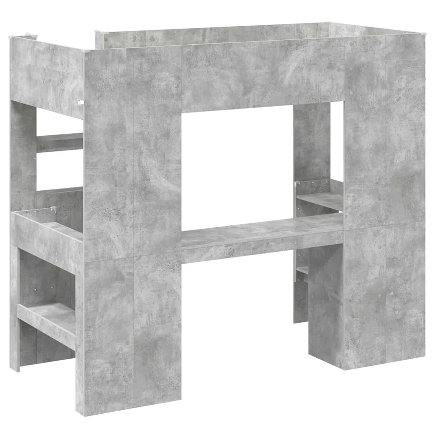 Cadre de lit superposé avec bureau Gris béton 90 x 190 cm - 7