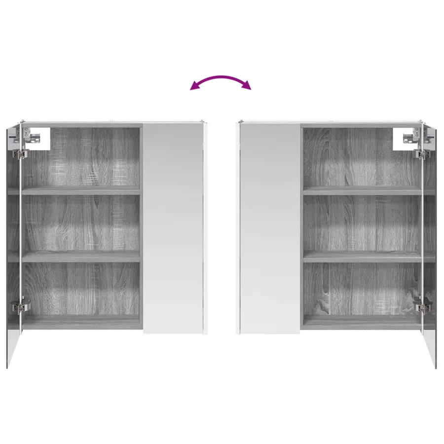 Armoire Miroir de Salle de Bain Gris Sonoma 63,5 x 15,5 x 70 cm - 12