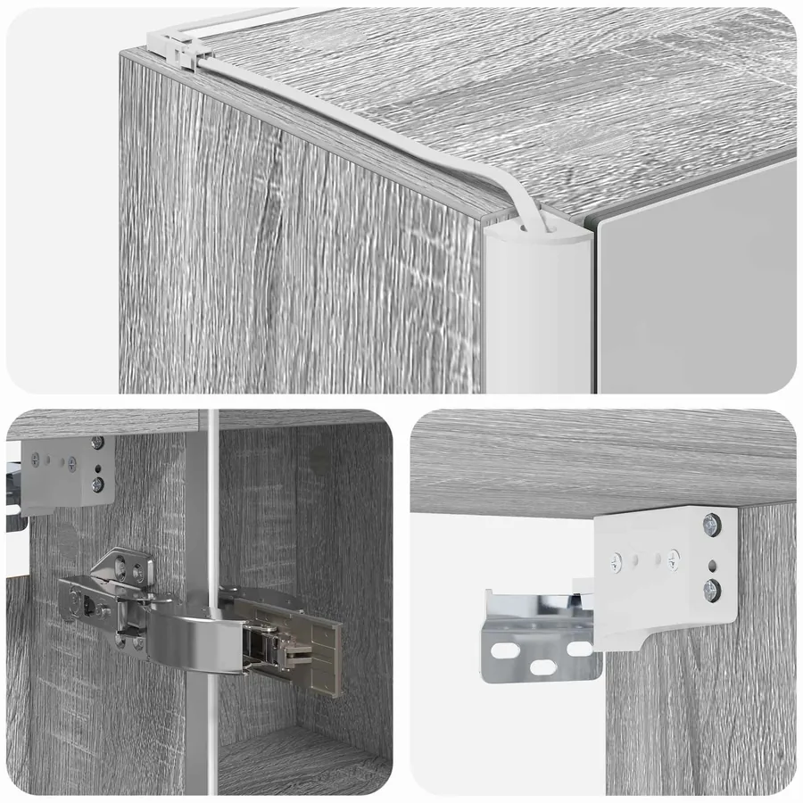 Armoire Miroir de Salle de Bain Gris Sonoma 63,5 x 15,5 x 70 cm - 8