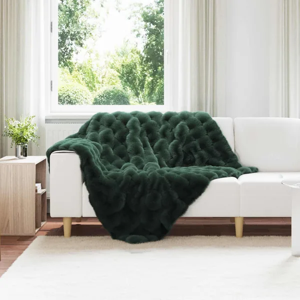 Couverture antidérapante en fausse de lapin Olite Vert foncé