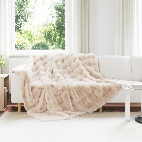 Couverture antidérapante en fausse de lapin Olite Beige