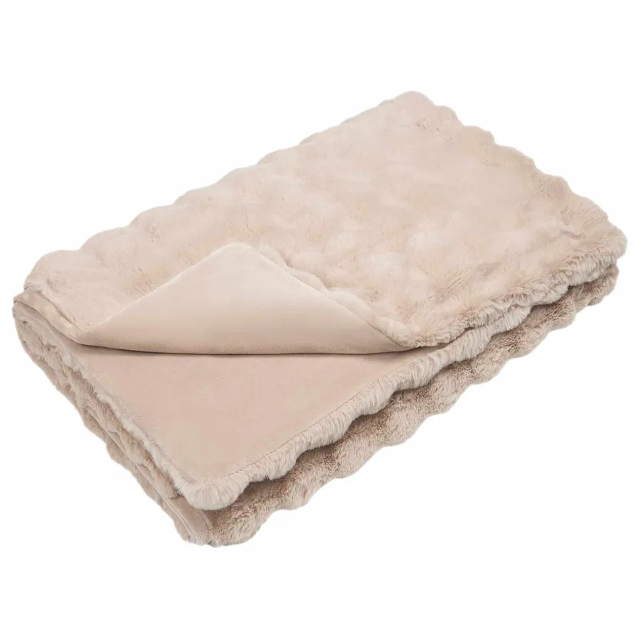 Couverture antidérapante en fausse de lapin Olite Beige - 2