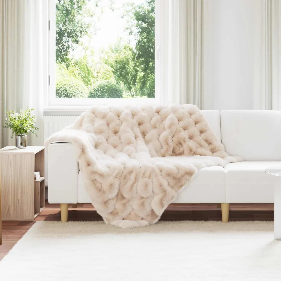 Couverture antidérapante en fausse de lapin Olite Beige