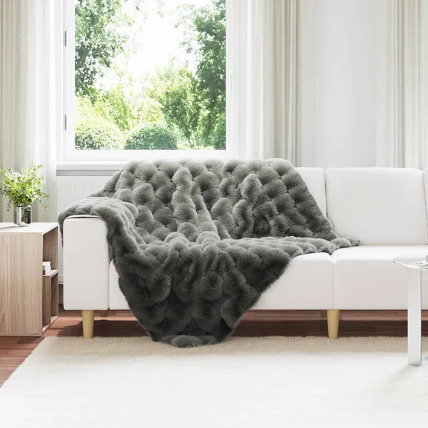 Couverture antidérapante en fausse de lapin Olite Gris foncé