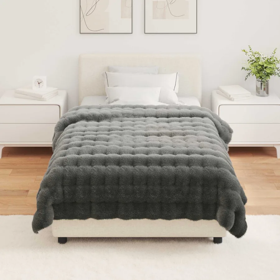 Couverture antidérapante en fausse de lapin Olite Gris foncé - 4