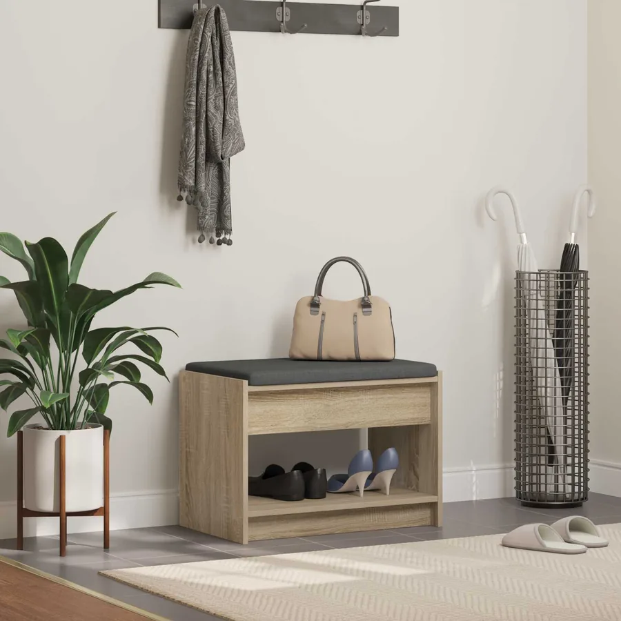 Banc d'entrée avec coussin Chêne Sonoma 63 x 38 x 45 cm