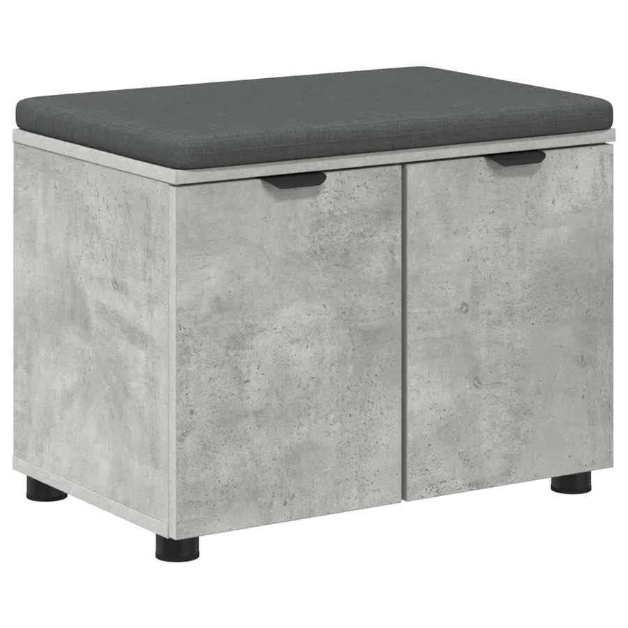 Banc d'entrée avec coussin Gris Béton 60 x 38 x 46 cm - 2