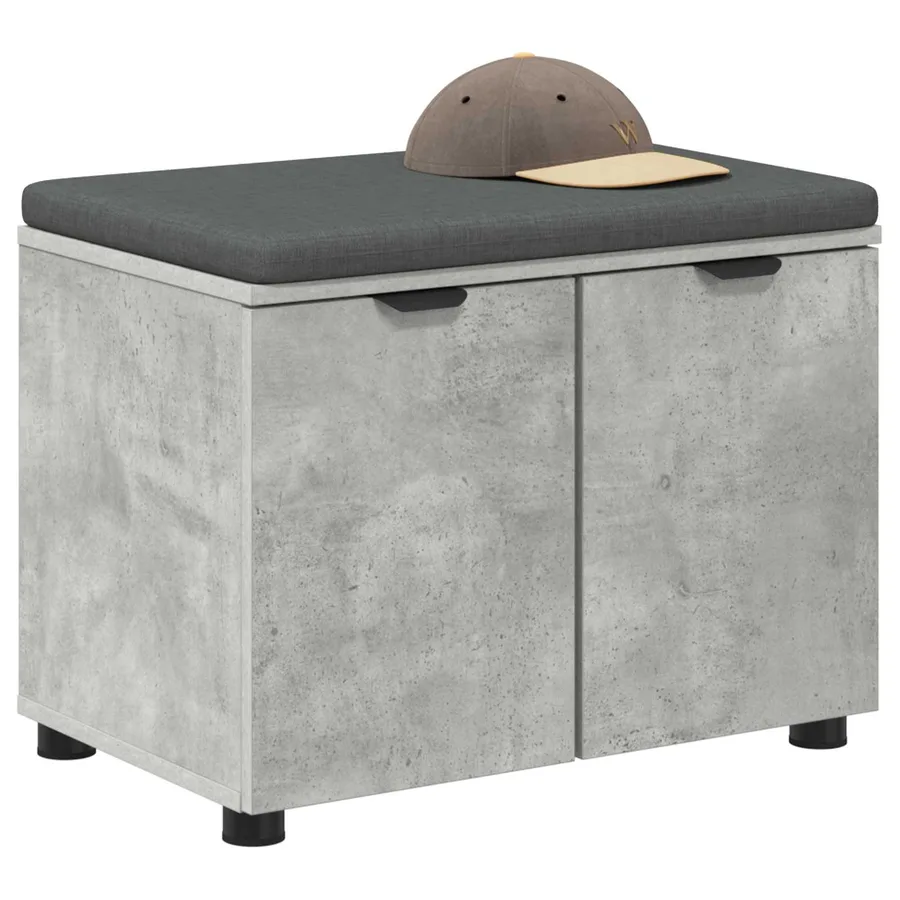 Banc d'entrée avec coussin Gris Béton 60 x 38 x 46 cm - 3