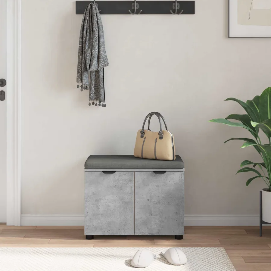 Banc d'entrée avec coussin Gris Béton 60 x 38 x 46 cm - 4
